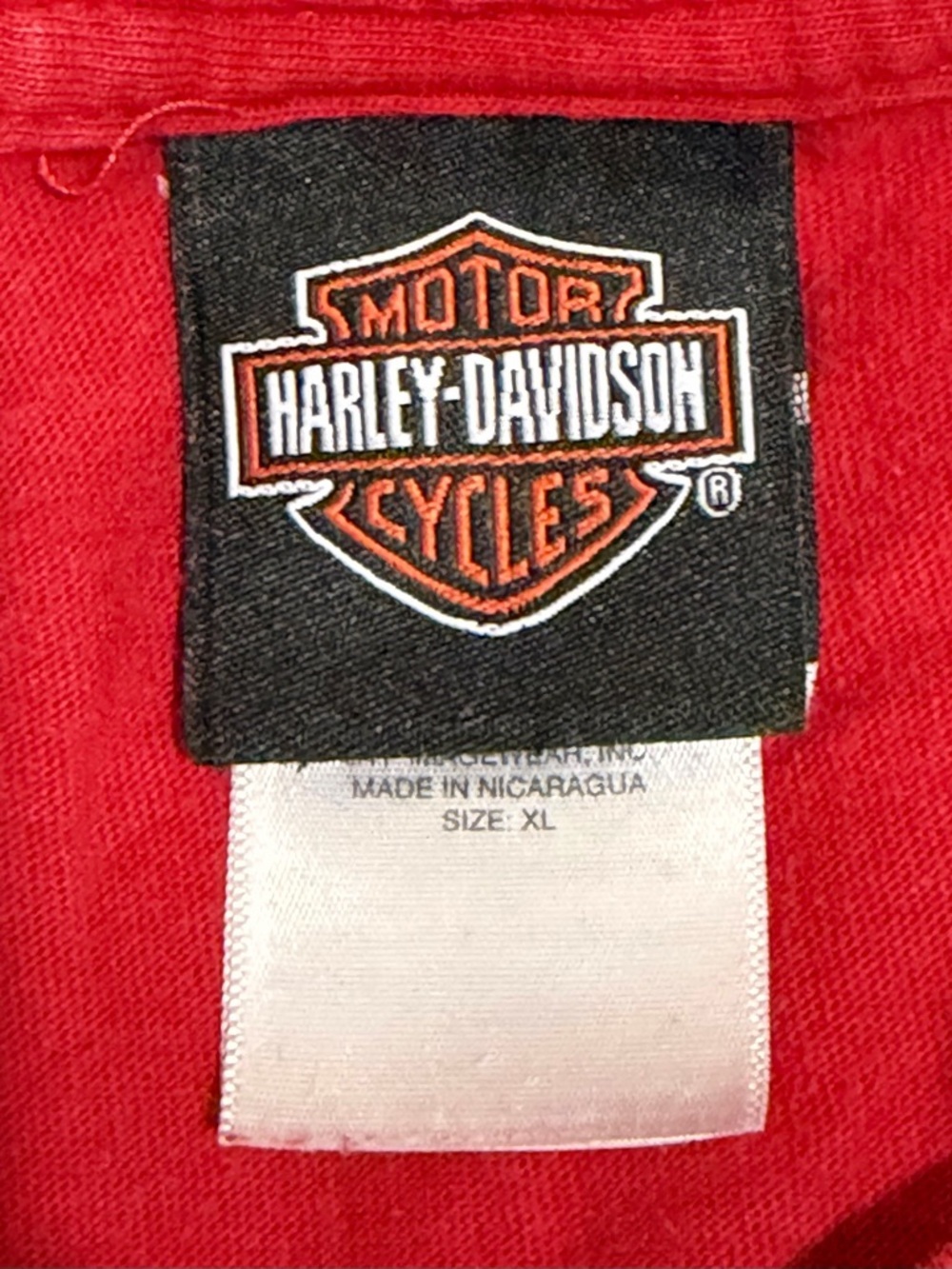 Harley Davidson Shirt Mens Red T Shirt Boston MA Motorcycle Size X-Large - Picture 2 of 3
